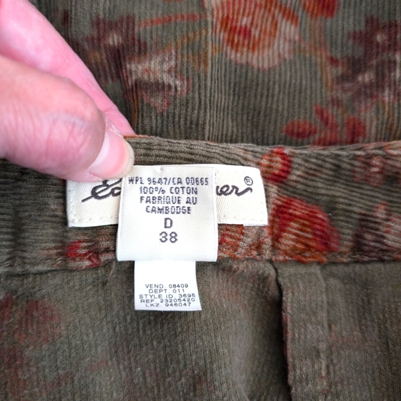 Eddie Bauer Ladies Courderoy Maxi Floral Skirt Size 8 - Picture 5 of 5